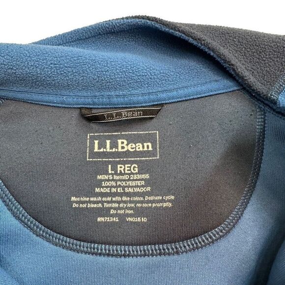 L.L. Bean Mens Blue Colorblocked 1/4th Zip Pullover Fleece Sweatshirt Large - Picture 6 of 9